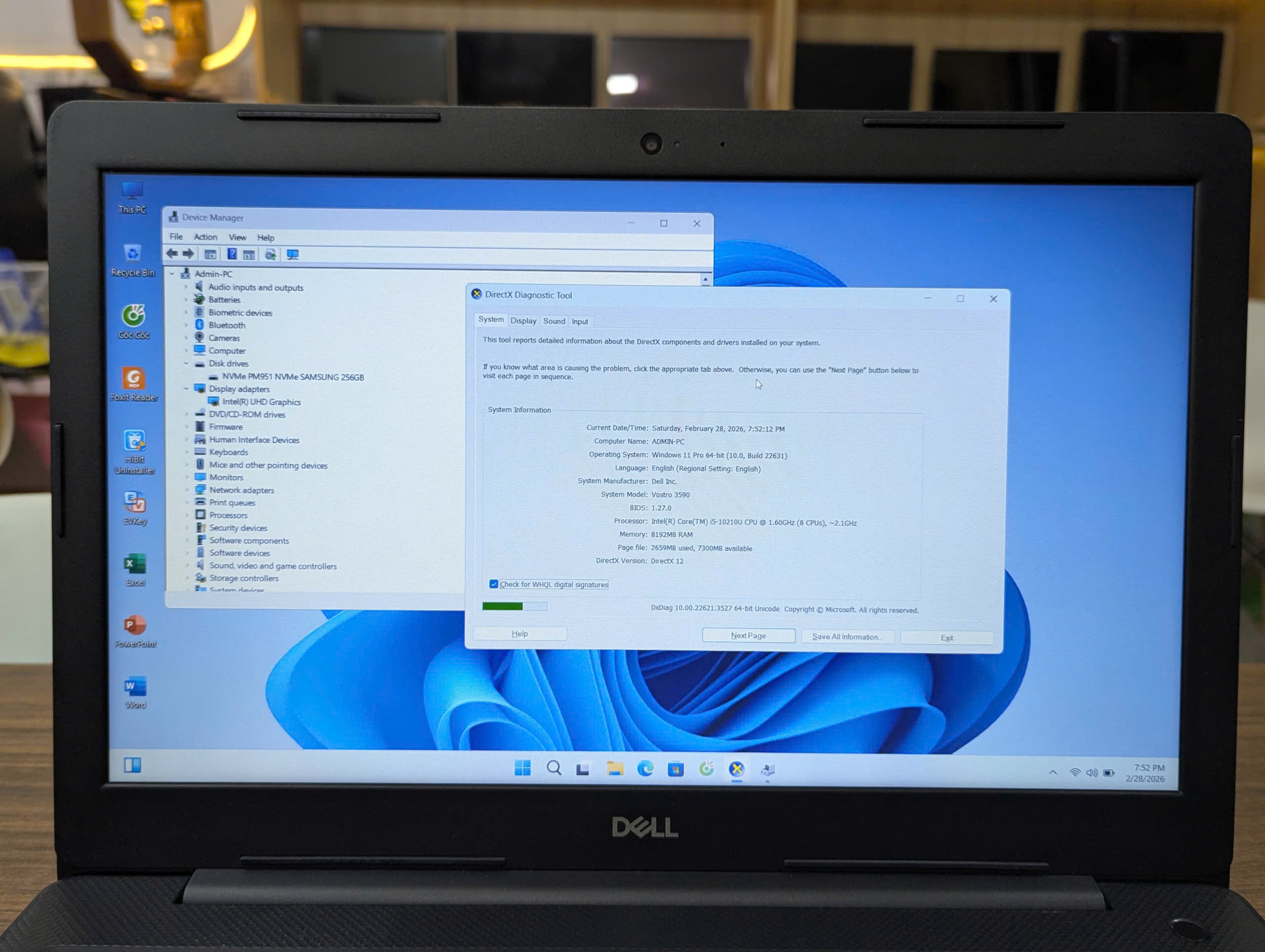 Dell Vostro 3590 Máy Nguyên Bản - CPU I5-10210U / RAM 8GB / SSD NVME 256GB / MÀN 15.6INCH / PIN 4-5H - Ảnh 7