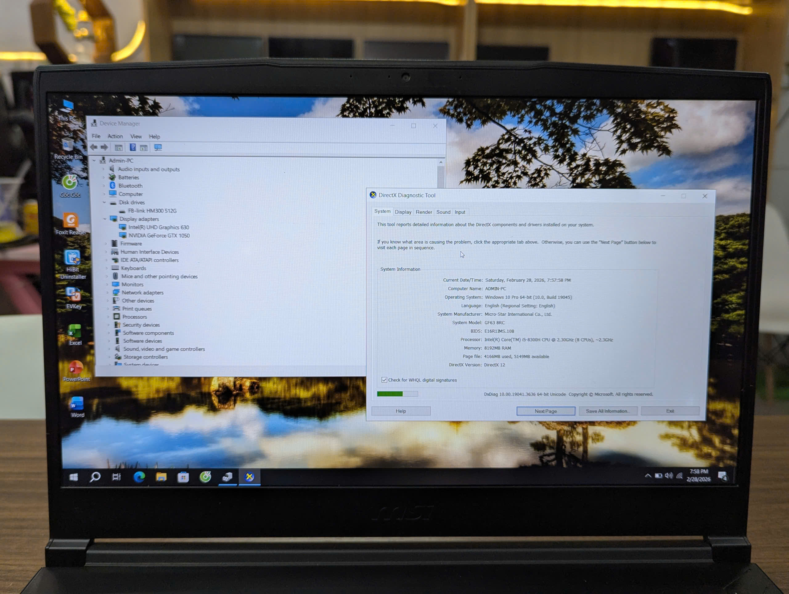 Gaming Giá Rẻ Msi GF63 8RC - CPU I5-8300H / RAM 8GB / SSD 512GB / GTX 1050 4G / MÀN 15,6INCH / PIN 80/100% - Ảnh 7