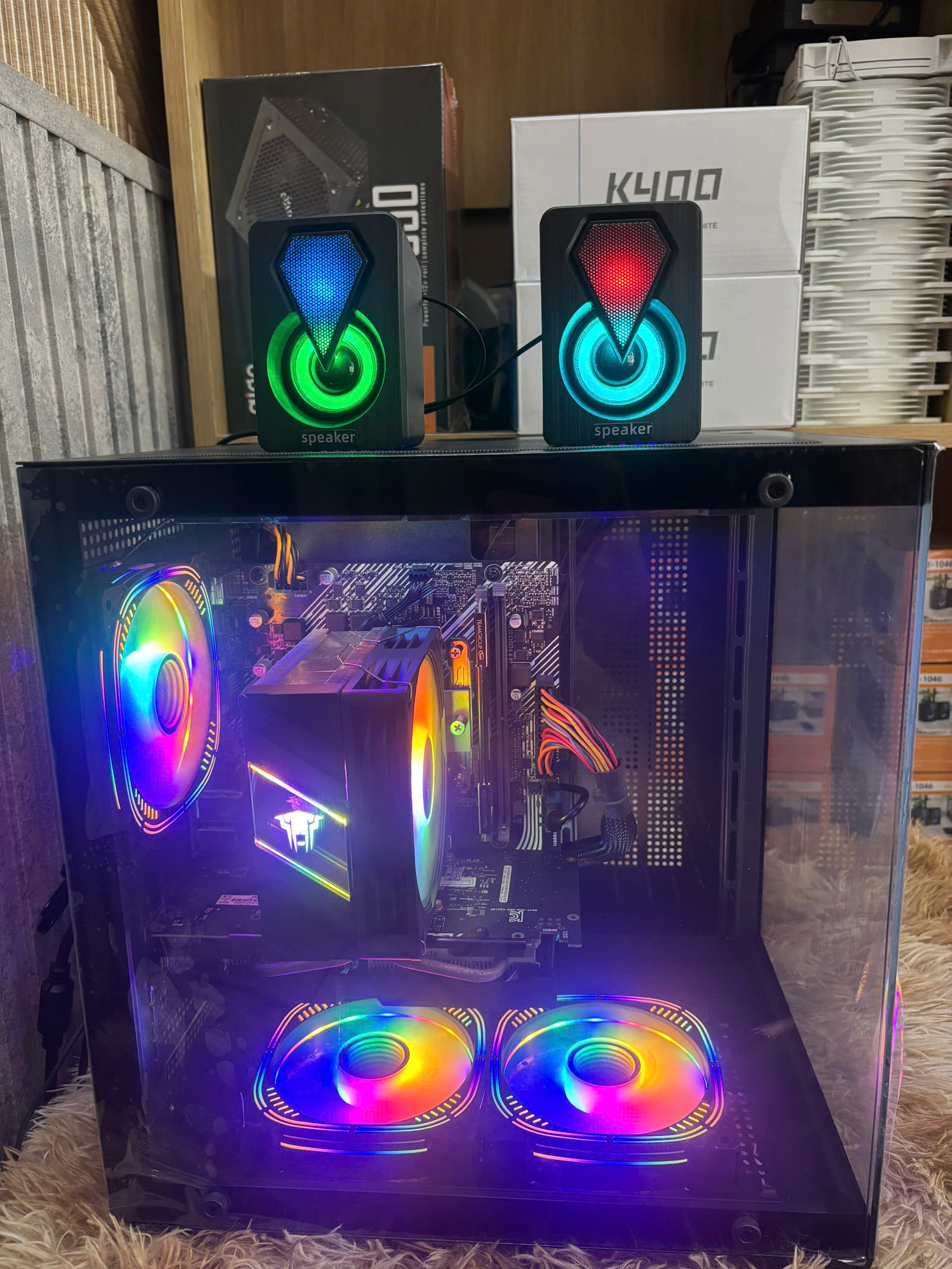 🔥 TRỌN BỘ PC GAMING BỂ CÁ LED RGB – CORE I3 GEN 10 + GTX 1050Ti
