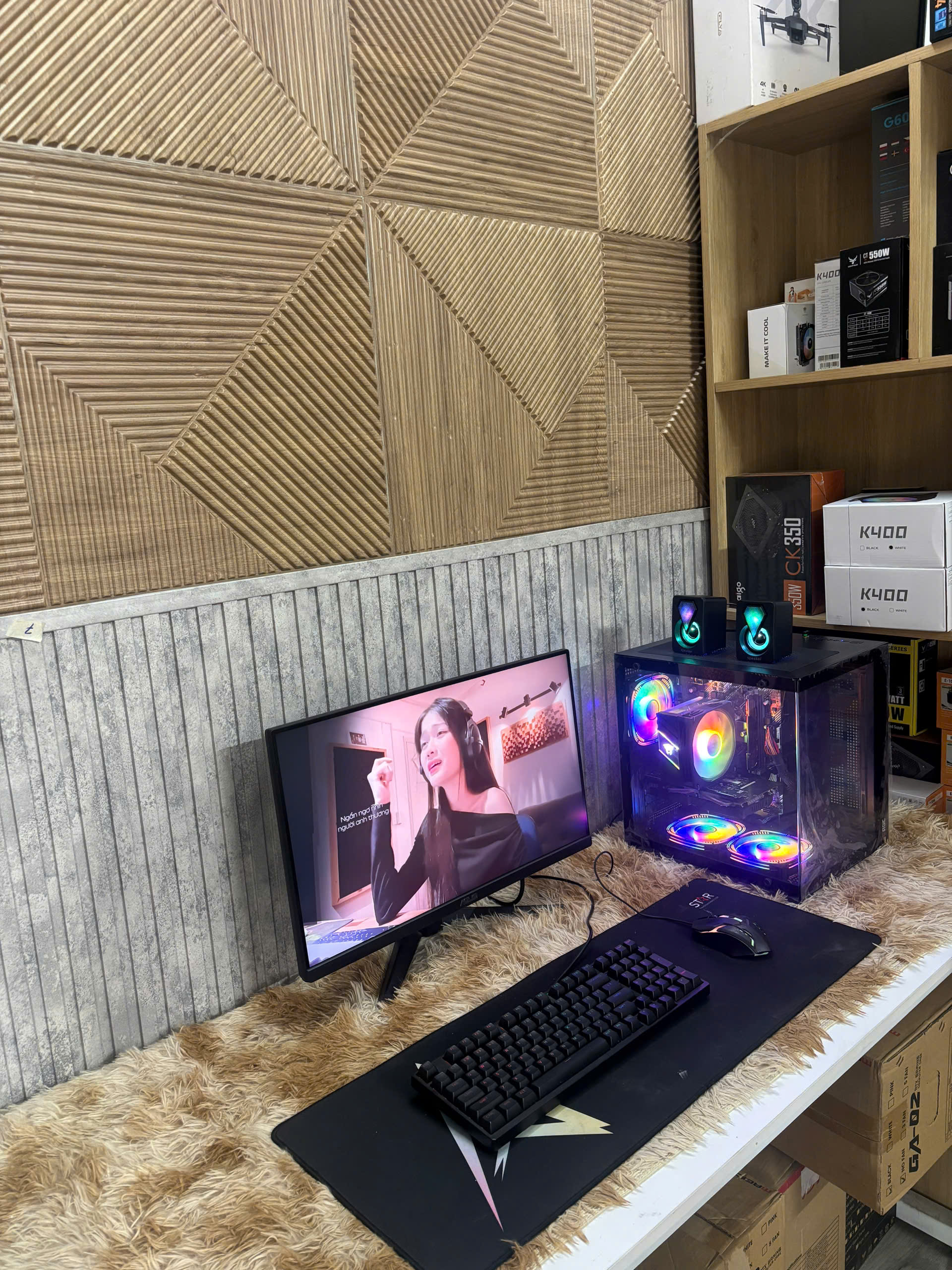🔥 TRỌN BỘ PC GAMING BỂ CÁ LED RGB – CORE I3 GEN 10 + GTX 1050Ti